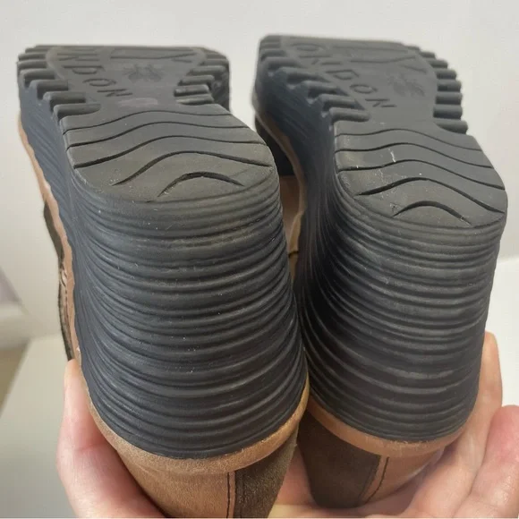 Fly London Yime Two-Tone Brown and Tan Patchwork Wedge Boots Size 39EU/8.5US - Picture 8 of 15